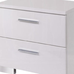 23" White Two Drawers Mirrored Nightstand