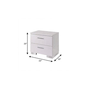 23" White Two Drawers Mirrored Nightstand