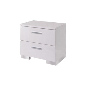 23" White Two Drawers Mirrored Nightstand