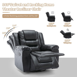 360° Swivel And Rocking Home Theater Recliner Manual Recliner Chair With Wide Armrest For Living Room by Couch.com