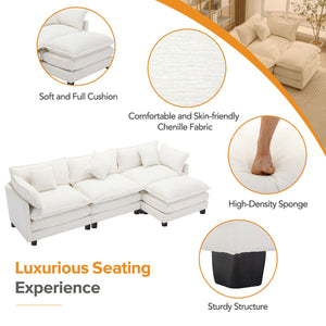 L-Shape Chenille Upholstered Sofa For Living Room Modern Luxury Sofa Couch With Ottoman And 5 Pillows For Living Room by Couch.com