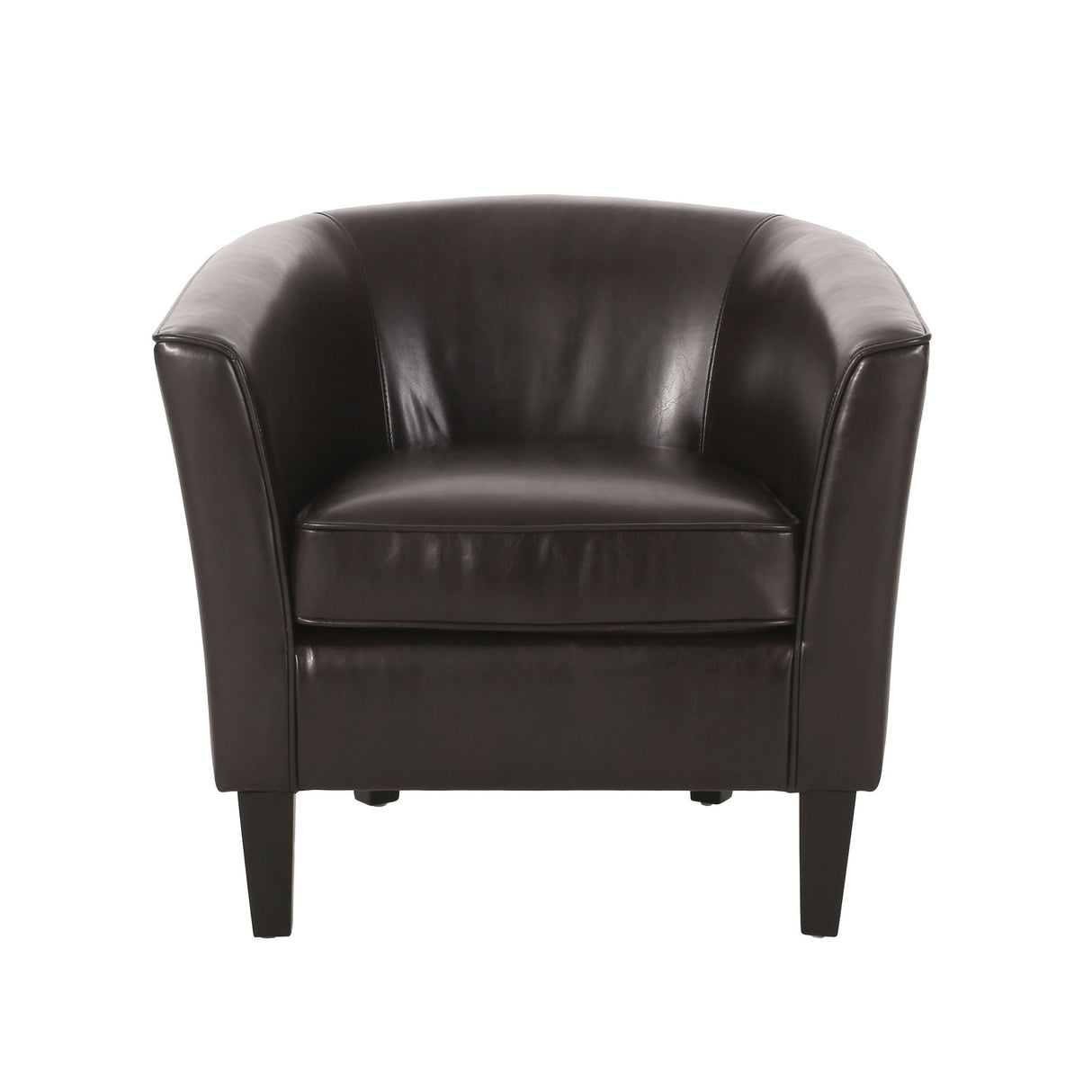 Faux Leather Club Chair With Curved Backrest - Brown by Couch.com