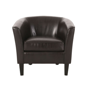Faux Leather Club Chair With Curved Backrest - Brown by Couch.com