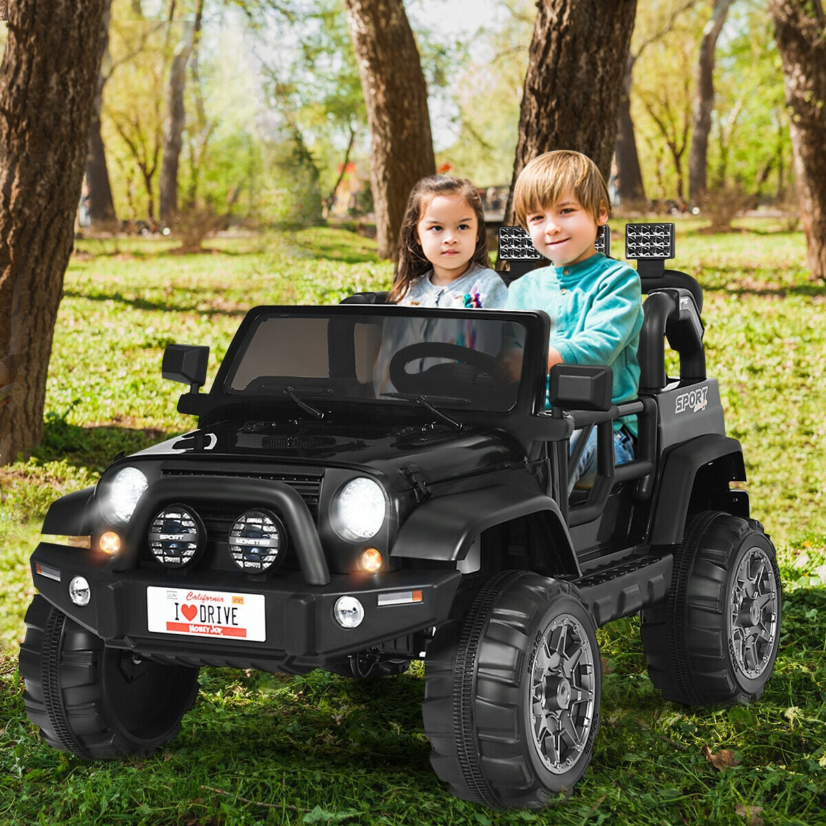 12V 2-Seater Ride on Car Truck with Remote Control and Storage Room-White
