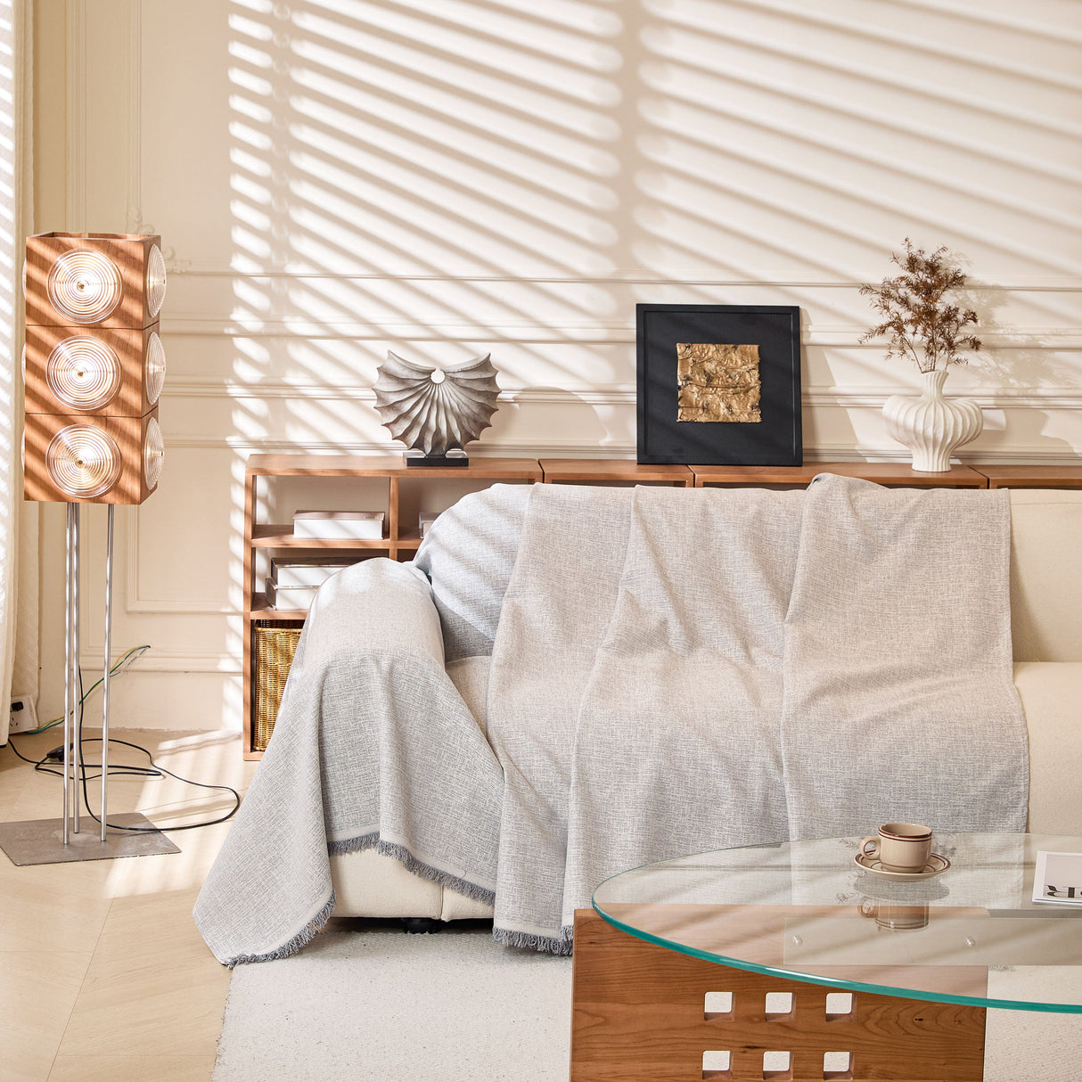 Natural Textured Linen Couch Cover, Breathable & Hypoallergenic Furniture Protector