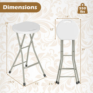 28 Inch Portable Folding Stools Patio Dining Chairs with 330lbs Limited Sturdy Frame-Set of 2