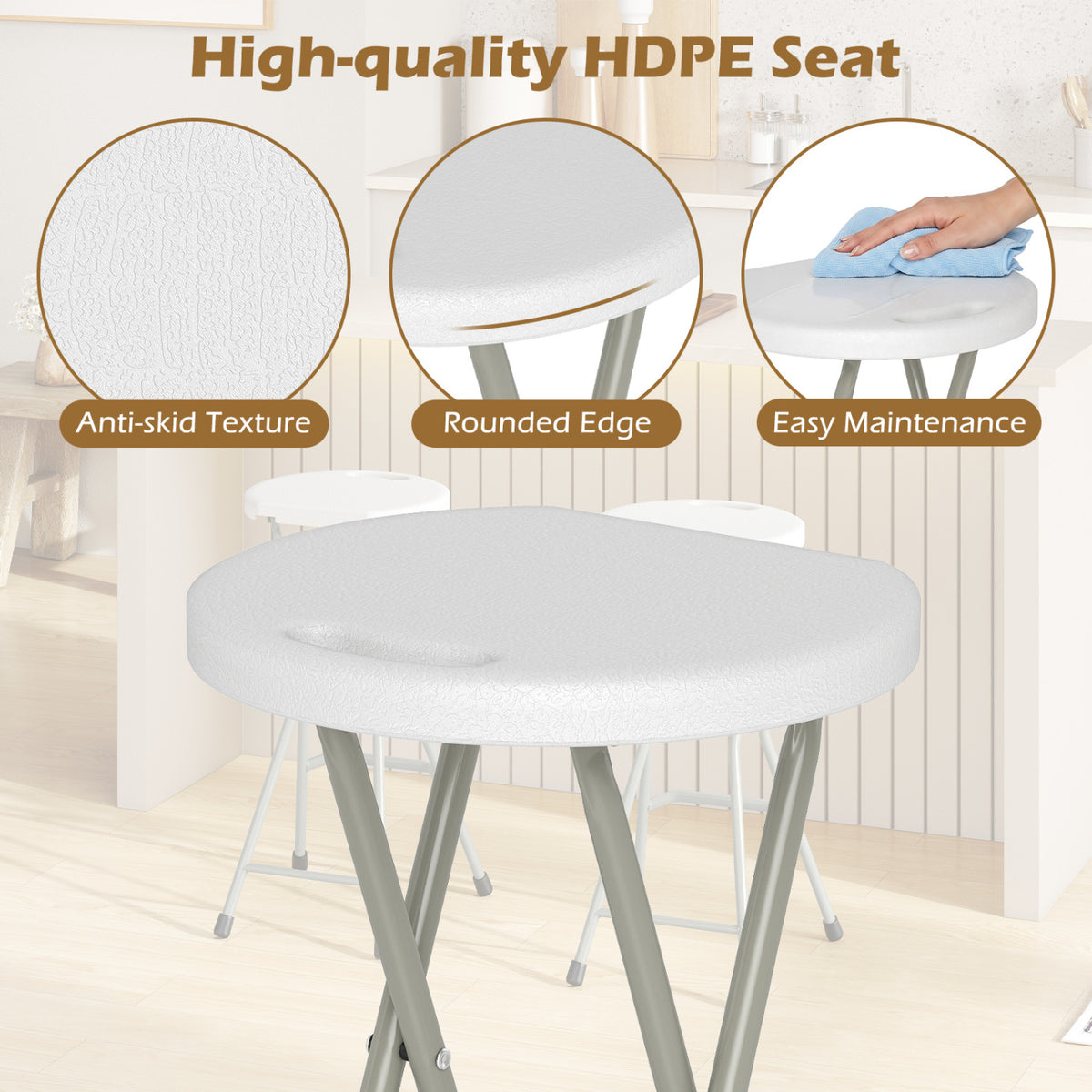 28 Inch Portable Folding Stools Patio Dining Chairs with 330lbs Limited Sturdy Frame-Set of 2