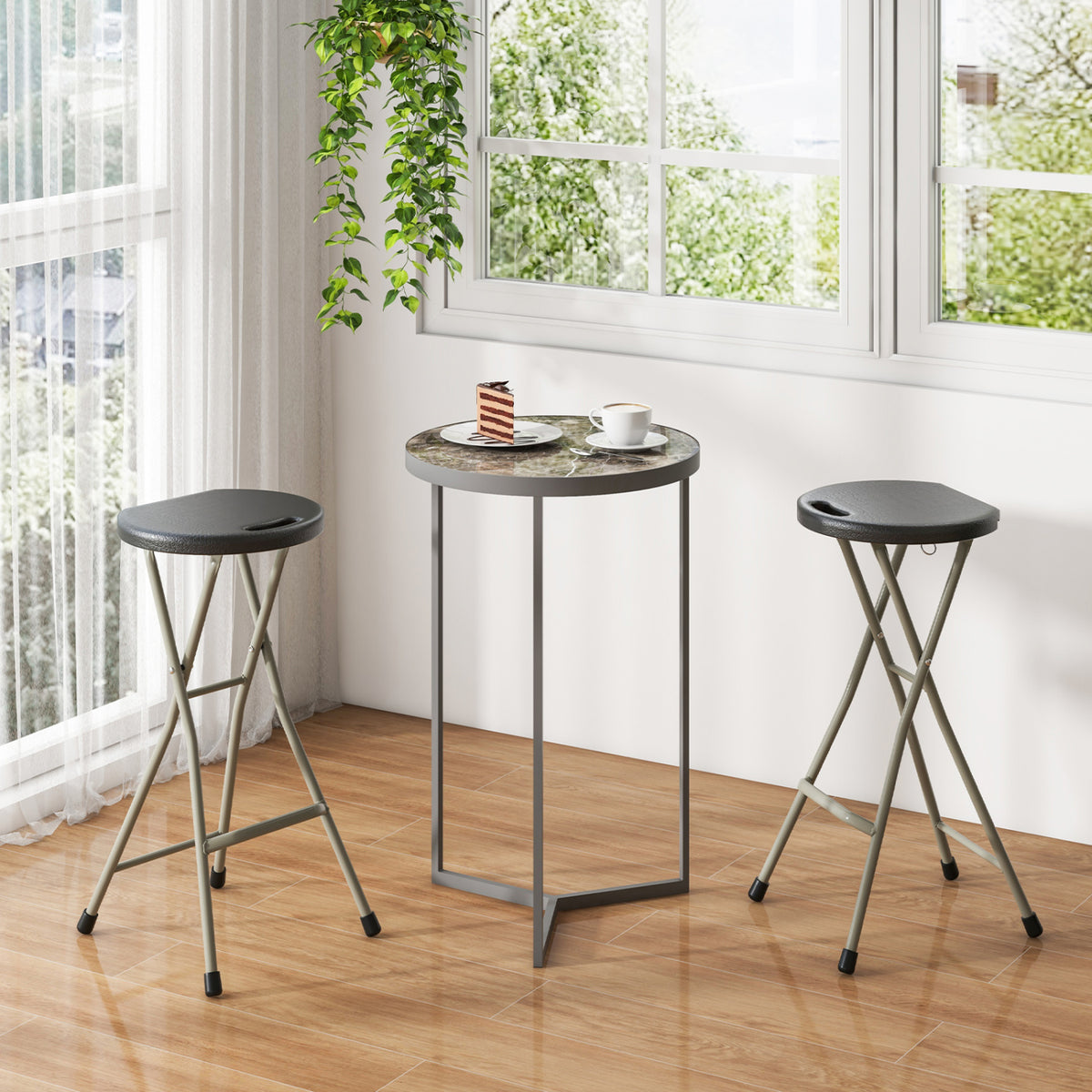 28 Inch Portable Folding Stools with 330lbs Limited Sturdy Frame-2 Pieces