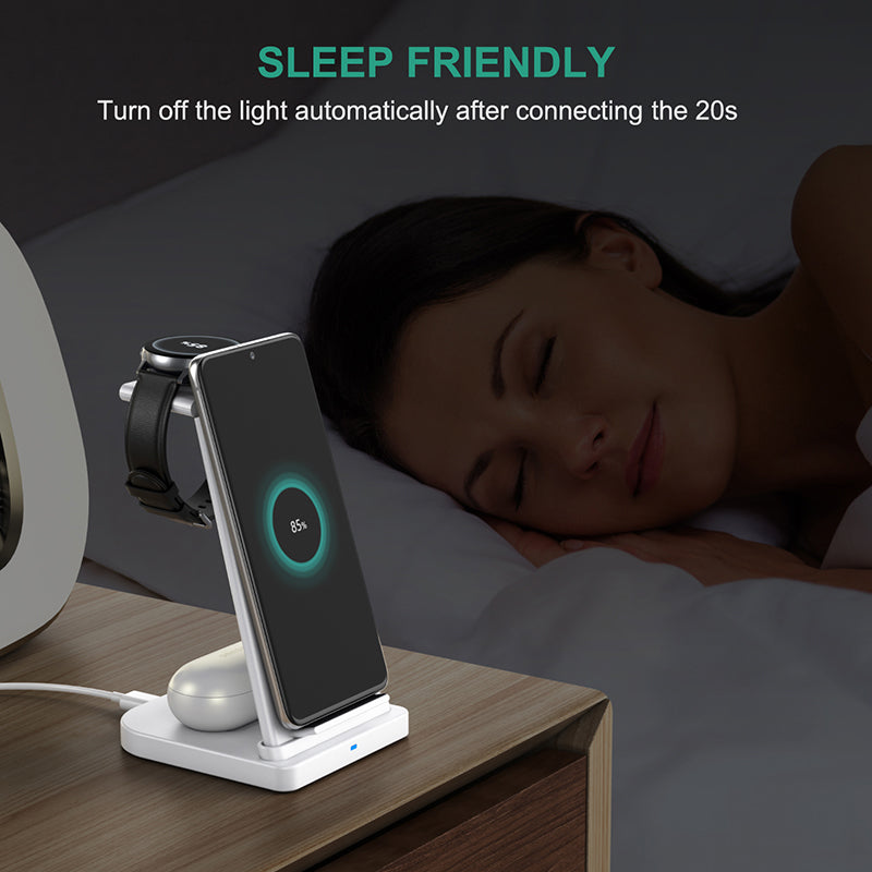 3-in-1 Fast Wireless Charging Stand for Phones, Apple Watch & AirPods by Infinite Basics