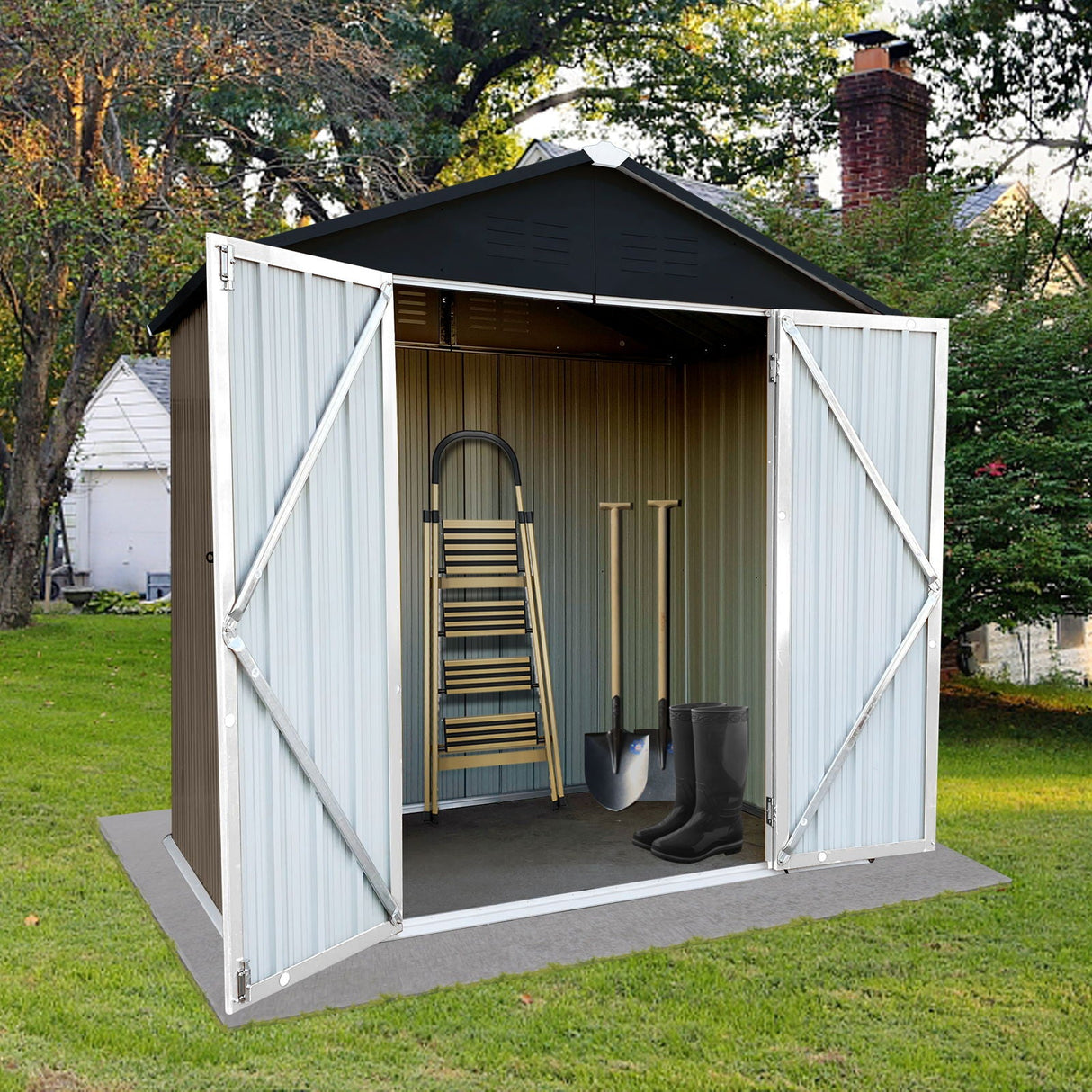 4FtX6Ft Out Storage Sheds Apex Roof - Brown / Black by Couch.com