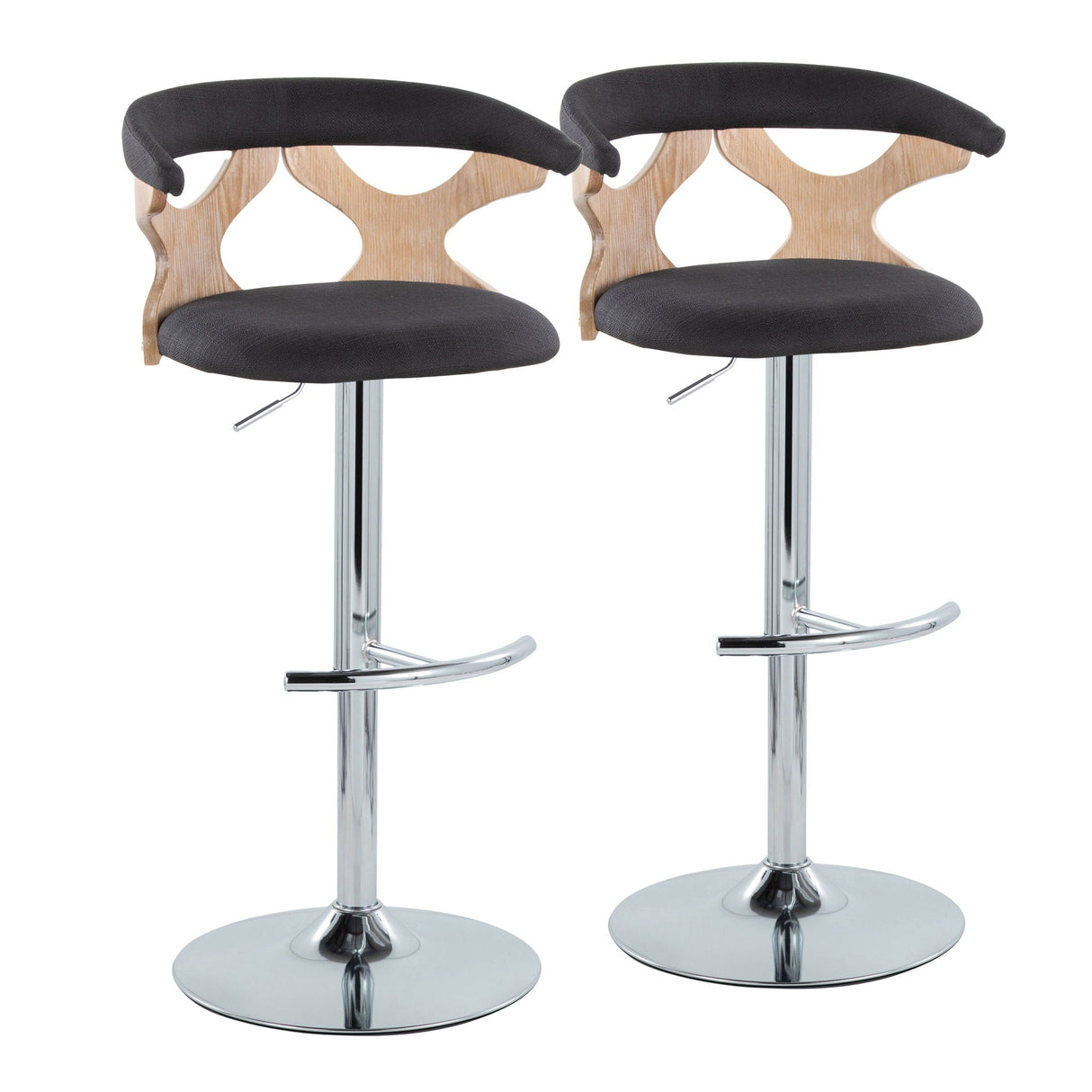 Gardenia - Contemporary Adjustable Barstool With Swivel / Rounded T Footrest (Set of 2) by Couch.com