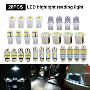 28pcs Car Interior White Combo LED Map Dome Door Trunk License Plate Light Bulbs