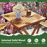29.5 Inch x 29.5 Inch  Patio Dining Table with Teak Painting and Umbrella Hole