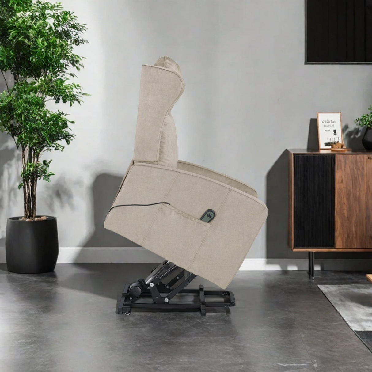 Power Lift Recliner Chair, Adjustable Modern Lift Chair, Lift Recliner Sofa For Back, Lumbar, Legs Support, Classic Power Recliner Chair With Remote Control, Side Pocket - Light Gray by Couch.com