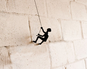 6" X 4" Black Resin Climbing Man Hanging Dimensional Sculpture