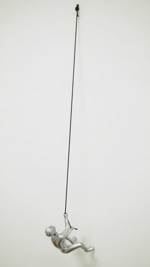 6" X 4" Silver Resin Climbing Man Hanging Dimensional Sculpture