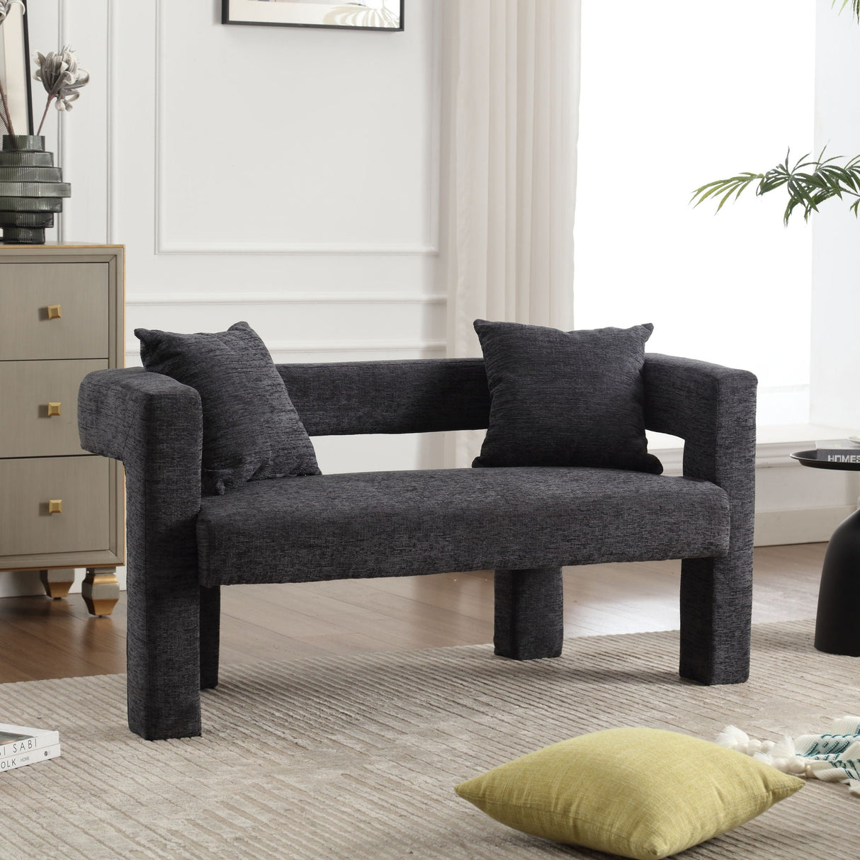 Modern Chenille Loveseat Sofa, Comfy Upholstered 2 Seater by Couch.com