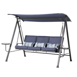 Steel 3 Seater Swing Porch Swing With Canopy - Blue by Couch.com
