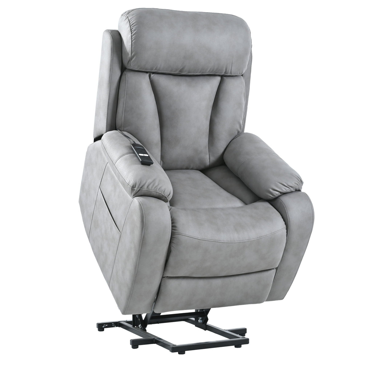 Electric Power Lift Recliner Chair, Fabric Recliner Chair, Home Theater Seating, Living Room Chair, Side Pocket, Remote Control - Light Gray by Couch.com