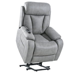 Electric Power Lift Recliner Chair, Fabric Recliner Chair, Home Theater Seating, Living Room Chair, Side Pocket, Remote Control - Light Gray by Couch.com