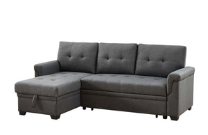 Sierra - Linen Reversible Sleeper Sectional Sofa With Storage Chaise by Couch.com