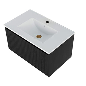 Wall Mounted Floating Bathroom Vanity With Sink and Drawers