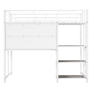 Metal Loft Bed With Desk, 3 Shelves And Ladder by Couch.com