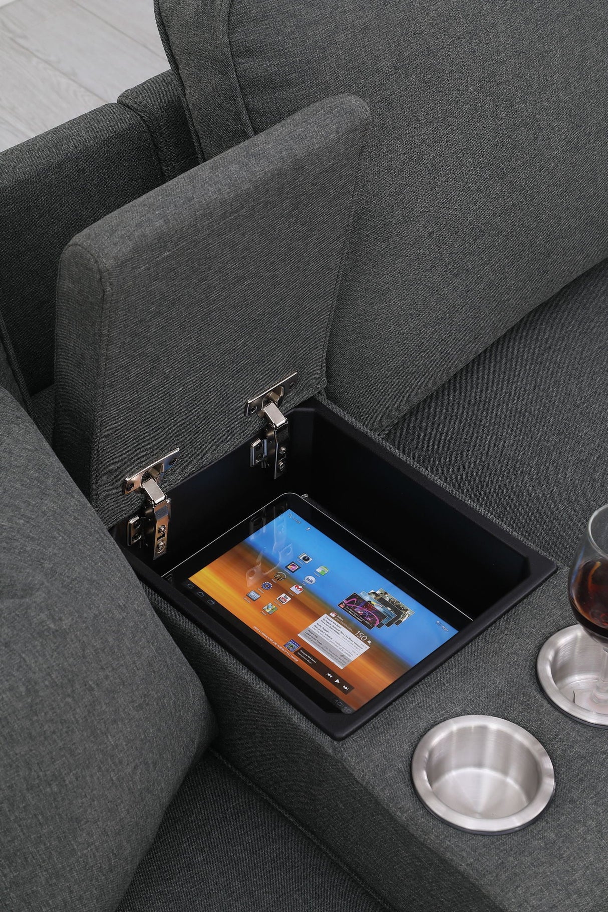 Hannah - Sectional Sofa With Ottoman - Dark Gray by Couch.com