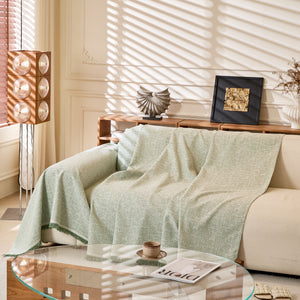 Natural Textured Linen Couch Cover, Breathable & Hypoallergenic Furniture Protector