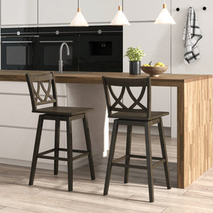 24/29 Inch Bar Stool Set of 2 Wooden Bar Chairs with Rubber Wood Frame-29 inches