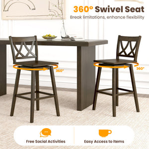 24/29 Inch Bar Stool Set of 2 Wooden Bar Chairs with Rubber Wood Frame-29 inches