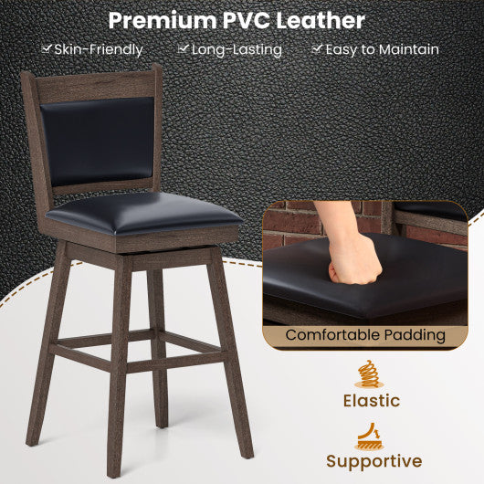 25/29 Inch Padded Bar Stools Set of 2 with Swivel Seat and Footrest-29 inches