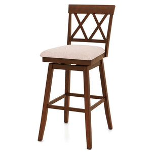 29 Inch Counter Height Barstools with Backrest and Upholstered Seat Cushion for Kitchen Dining Room-Oak
