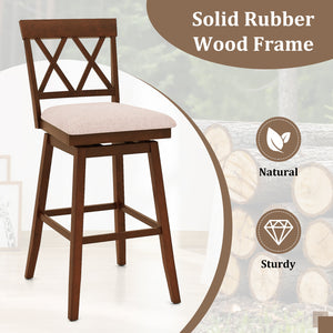 29 Inch Counter Height Barstools with Backrest and Upholstered Seat Cushion for Kitchen Dining Room-Oak