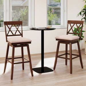 29 Inch Counter Height Barstools with Backrest and Upholstered Seat Cushion for Kitchen Dining Room-Oak