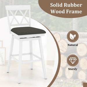 29 Inch Counter Height Barstools with Backrest and Upholstered Seat Cushion for Kitchen Dining Room-White