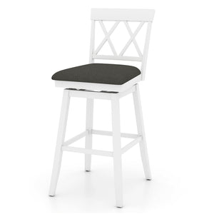 29 Inch Counter Height Barstools with Backrest and Upholstered Seat Cushion for Kitchen Dining Room-White