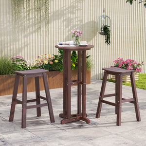 29 Inch HDPE Patio Bar Stool Set of 2 Armless Saddle Stools-Brown