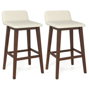 29 Inch Low-Back High-Top Chairs with Padded Seat and Rubber Wood Legs-Brown