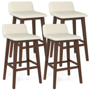 29 Inch Low-Back High-Top Chairs with Padded Seat and Rubber Wood Legs-Brown