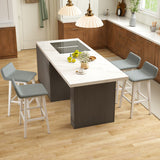 29 Inch Low-Back High-Top Chairs with Padded Seat and Rubber Wood Legs-White