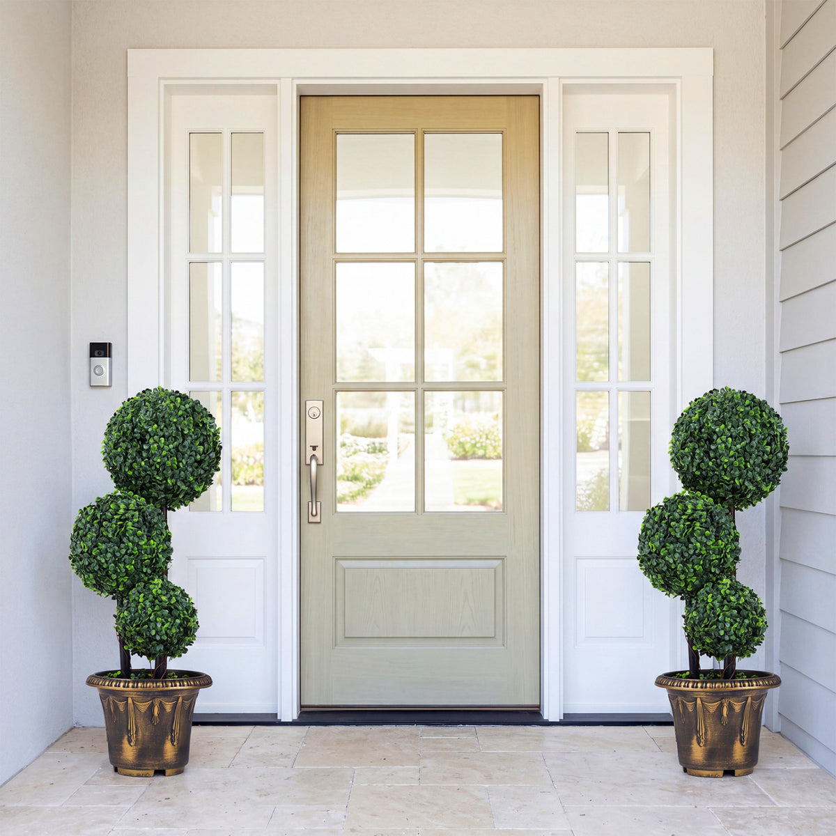 29 Inches Artificial Boxwood Topiary Tree Triple Ball Shrubs