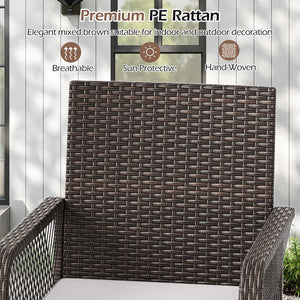 29 Inches Patio 360Â° Swivel Bar Stool with Cross-Woven Armrests and Seat Cushion-White