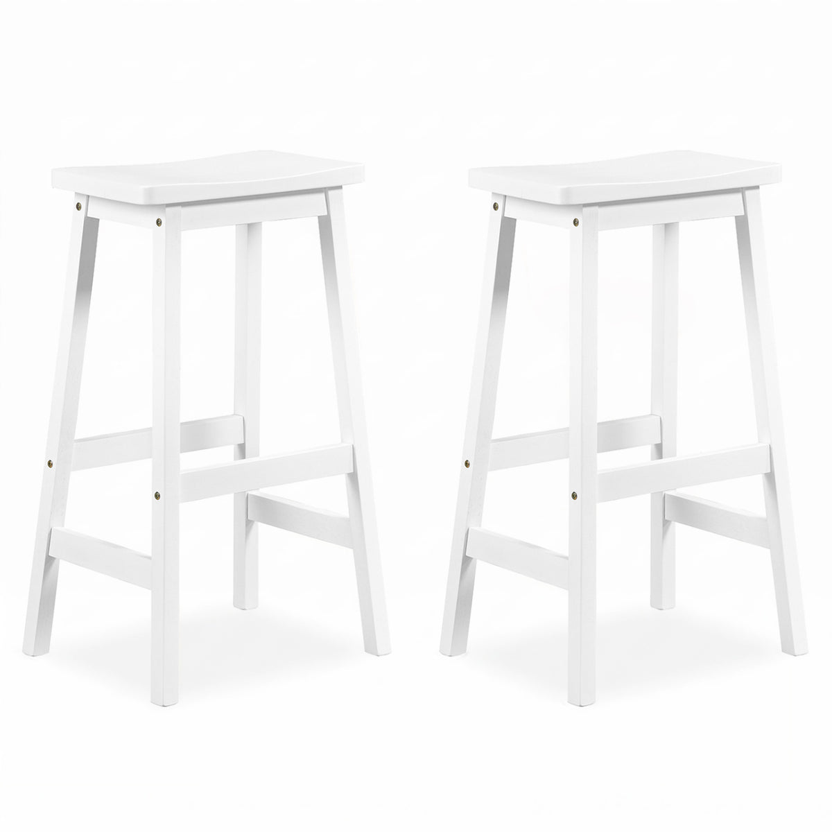 29" Set of 2 Saddle-Seat Counter Height Stools with Curved Seat and Footrests-Beige