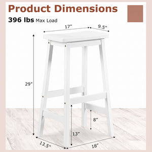 29" Set of 2 Saddle-Seat Counter Height Stools with Curved Seat and Footrests-Beige