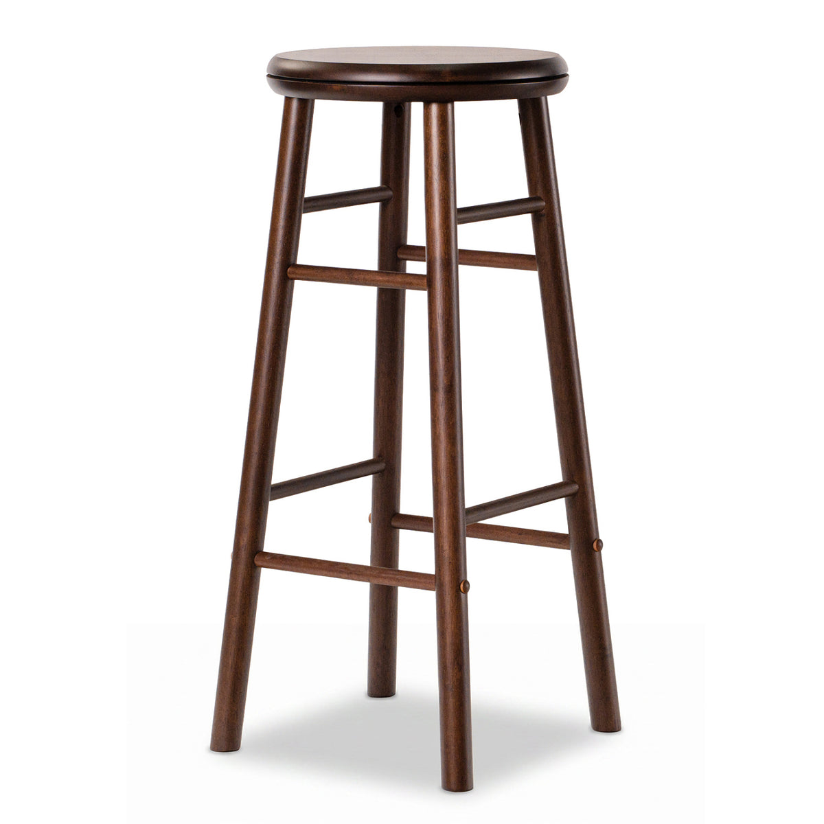 29" Swivel Bar Stools Set of 2 with Footrests & Crossbars-Walnut