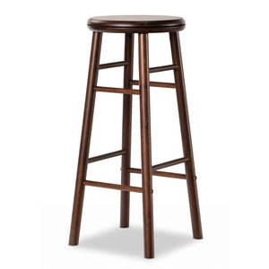 29" Swivel Bar Stools Set of 2 with Footrests & Crossbars-Walnut