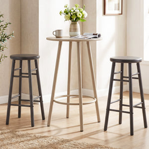 29" Swivel Bar Stools Set of 2 with Footrests & Crossbars-Gray