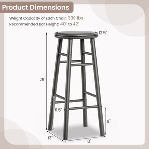 29" Swivel Bar Stools Set of 2 with Footrests & Crossbars-Gray