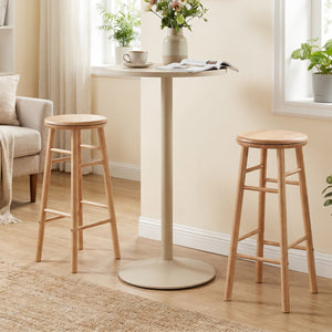 29" Swivel Bar Stools Set of 2 with Footrests & Crossbars-Natural